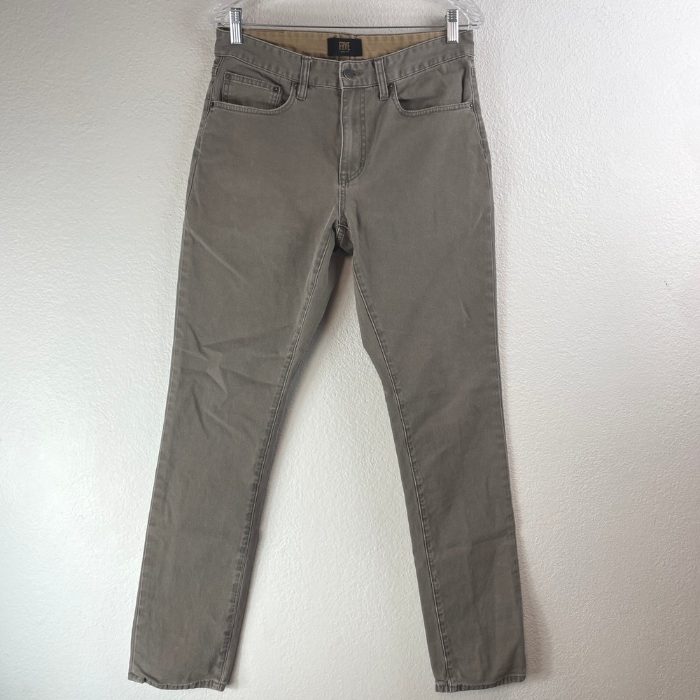 Frye Mens Straight Leg Canvas Pants Brown Taupe Stretch Cotton 31 FFF8BWP01